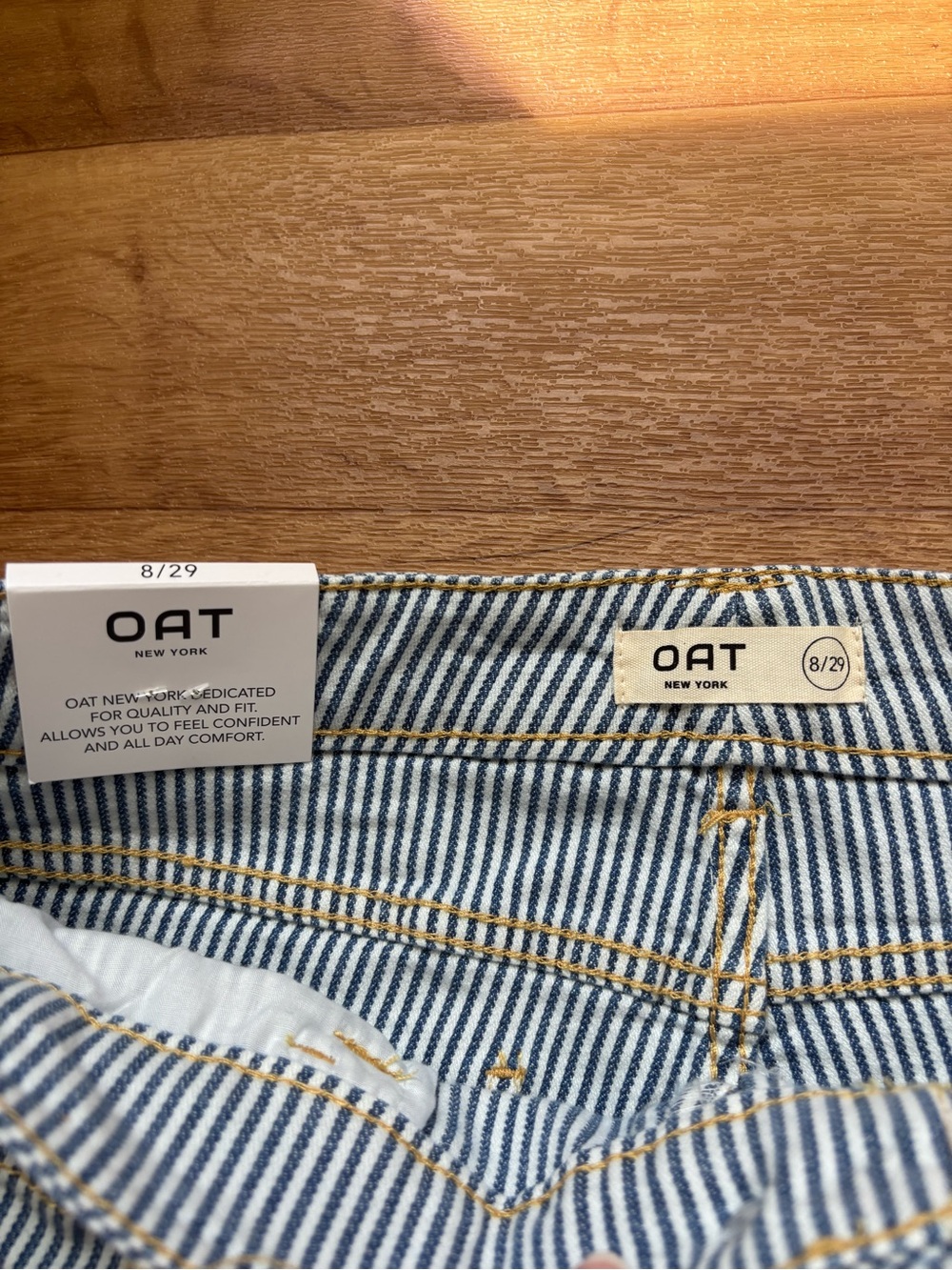 Oat New York Straight-Leg Jeans in Blue & White Stripes - Picture 4 of 12